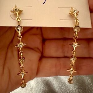 Elegant Gold Star and CZ Drop Earrings